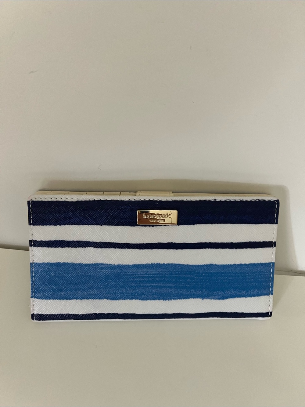 kate spade Navy, Bright Blue & White Striped Continental Wallet